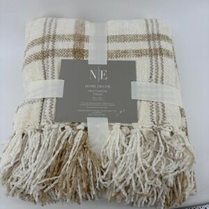 Noble Excellence Milo Throw Blanket, 50" x 70", Super Soft, Cream & Tan